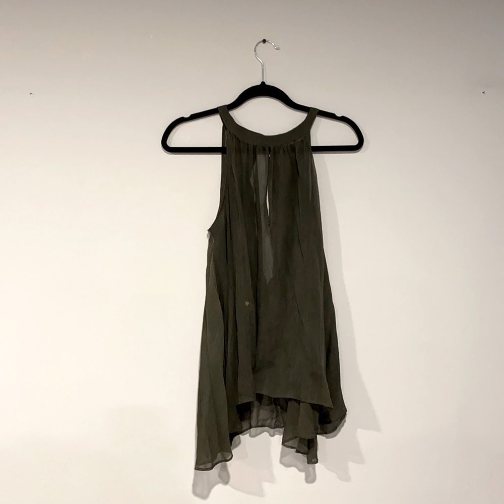 Rabens Saloner Silk Olive Green Top